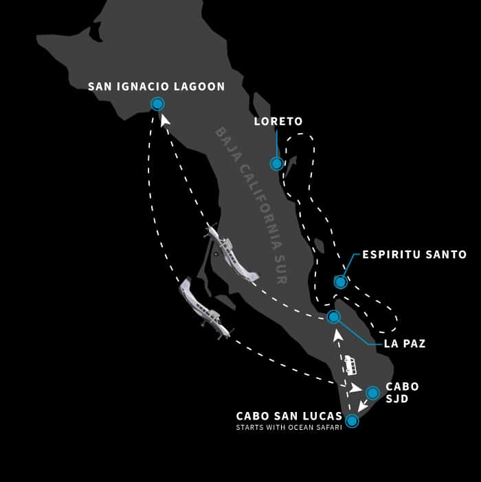 Map of Baja - Baja Ultimate whales, Sea of cortez, Loreto, San Ignacio