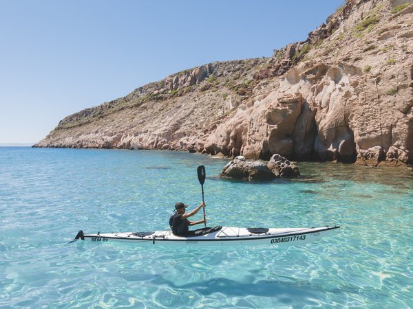 Kayaking clear water sea of Cortez